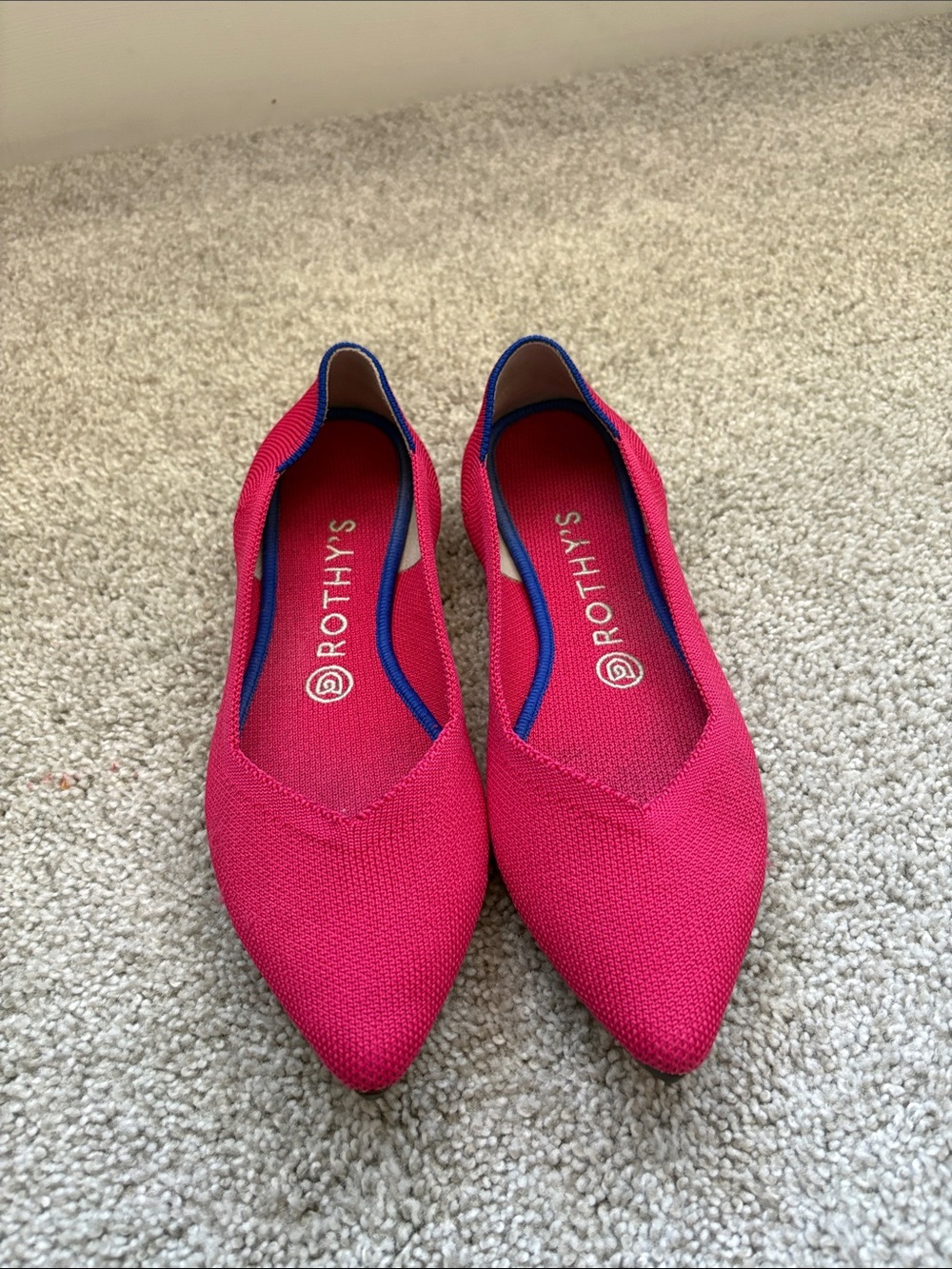 Rothy's Vibrant Pink Pointed Knit Flats